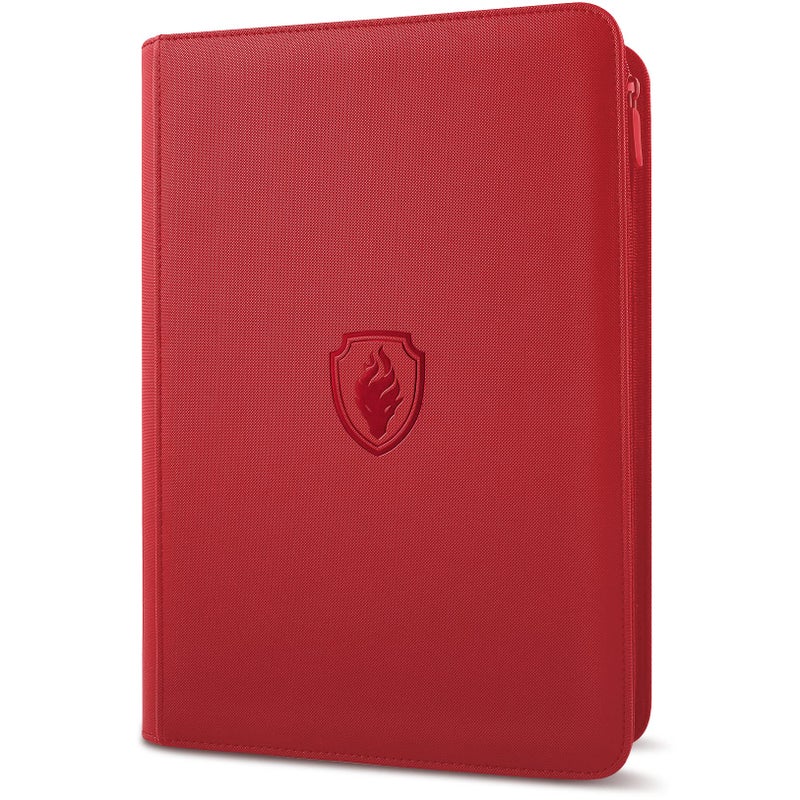 Fabmaker 9 Pocket Zipper Card Binder  Fabmaker 360 Trading Card Holder Book  Premium PU Cover Zip Binder for Cards  Durable Side Loading Card Folders Album for MTG  TCG  Game Cards  Sports Cards  Red - Image 1